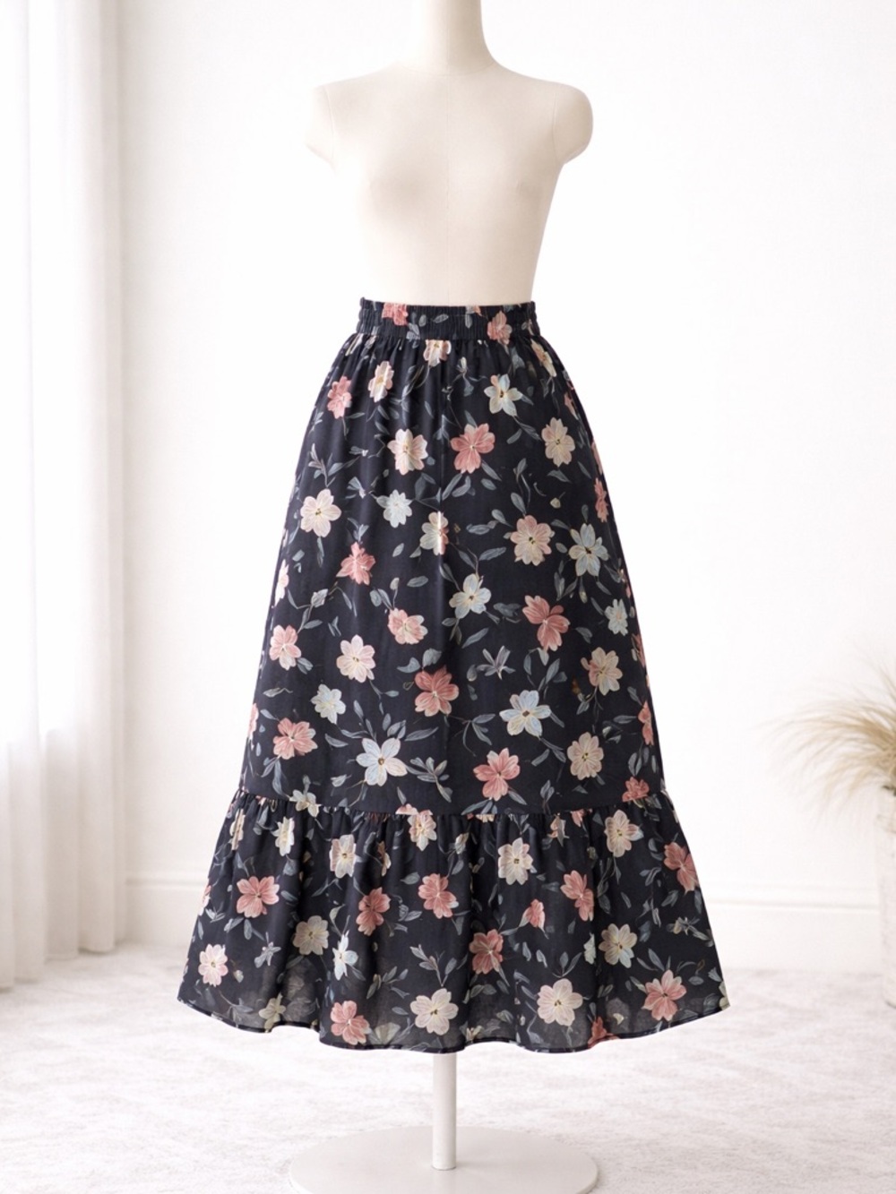 Floral Black and Pink Women's Skirt